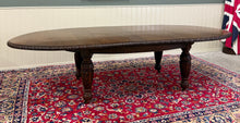 Load image into Gallery viewer, Antique English Butterfly Leaf Oval Carved Dining Table 118" Tiger Oak c1920-30s