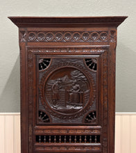 Load image into Gallery viewer, Antique French Breton Armoire Wardrobe Linen Cabinet Carved Chestnut 19th C