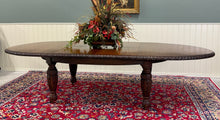 Load image into Gallery viewer, Antique English Butterfly Leaf Oval Carved Dining Table 118" Tiger Oak c1920-30s