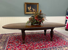 Load image into Gallery viewer, Antique English Butterfly Leaf Oval Carved Dining Table 118" Tiger Oak c1920-30s