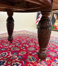 Load image into Gallery viewer, Antique English Butterfly Leaf Oval Carved Dining Table 118" Tiger Oak c1920-30s