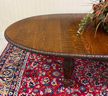 Load image into Gallery viewer, Antique English Butterfly Leaf Oval Carved Dining Table 118" Tiger Oak c1920-30s