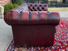 Load image into Gallery viewer, Vintage English Chesterfield Leather Tufted Love Seat Sofa Oxblood Red #1