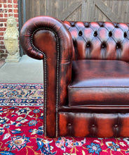 Load image into Gallery viewer, Vintage English Chesterfield Leather Tufted Love Seat Sofa Oxblood Red #1