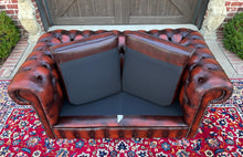 Load image into Gallery viewer, Vintage English Chesterfield Leather Tufted Love Seat Sofa Oxblood Red #1