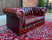 Load image into Gallery viewer, Vintage English Chesterfield Leather Tufted Love Seat Sofa Oxblood Red #2