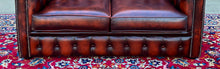 Load image into Gallery viewer, Vintage English Chesterfield Leather Tufted Love Seat Sofa Oxblood Red #2