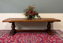 Load image into Gallery viewer, Antique French Country Farm Dining Table Farmhouse LARGE Trestle Base Oak 19th c