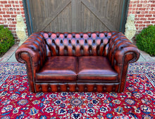 Load image into Gallery viewer, Vintage English Chesterfield Leather Tufted Love Seat Sofa Oxblood Red #2