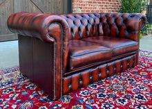 Load image into Gallery viewer, Vintage English Chesterfield Leather Tufted Love Seat Sofa Oxblood Red #2