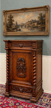 Load image into Gallery viewer, Antique French Renaissance Revival Oak Cabinet Barley Twist Carved Drawers 19thC