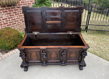 Load image into Gallery viewer, Antique French Trunk Blanket Box Coffer Chest Oak Storage LARGE Lion 18th C