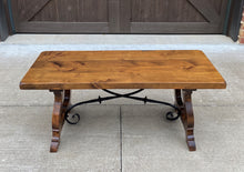 Load image into Gallery viewer, Antique Spanish Coffee Table Bench Catalan Baroque Walnut Iron Stretcher