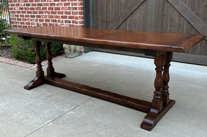 Antique English Farm Table Dining Library Table Desk Farmhouse Oak 84.5" 19th C