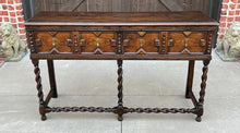 Load image into Gallery viewer, Antique English Sideboard Server Sofa Table Buffet Jacobean Barley Twist Oak 19C