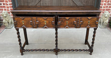 Load image into Gallery viewer, Antique English Sideboard Server Sofa Table Buffet Jacobean Barley Twist Oak 19C