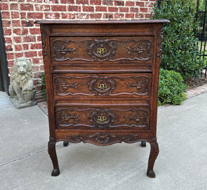 Antique French Chest of Drawers Louis XV Petite End Table Nightstand Oak Keys