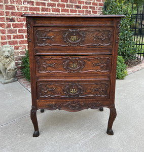 Antique French Chest of Drawers Louis XV Petite End Table Nightstand Oak Keys