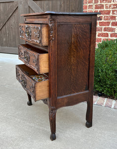 Antique French Chest of Drawers Louis XV Petite End Table Nightstand Oak Keys