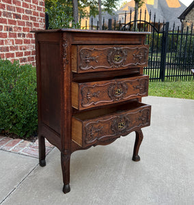 Antique French Chest of Drawers Louis XV Petite End Table Nightstand Oak Keys