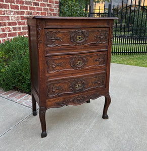 Antique French Chest of Drawers Louis XV Petite End Table Nightstand Oak Keys