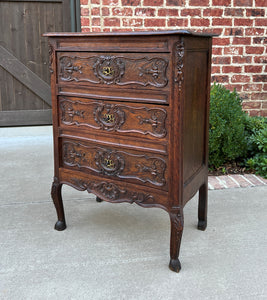 Antique French Chest of Drawers Louis XV Petite End Table Nightstand Oak Keys