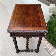 Load image into Gallery viewer, Antique French Petite Desk Writing Table with Drawer Oak Barley Twist Nightstand