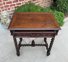 Load image into Gallery viewer, Antique French Petite Desk Writing Table with Drawer Oak Barley Twist Nightstand