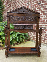 Load image into Gallery viewer, Antique English Oak Umbrella Hall Tree Entry Foyer Cane Stick Stand GOTHIC Large