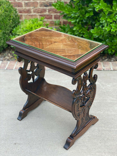 Antique French End Table Nightstand Book Trough Bookcase Book Rest Mahogany