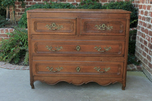 Antique French Country Chest of Drawers Commode Oak LARGE Mid 19th C 4 Drawers