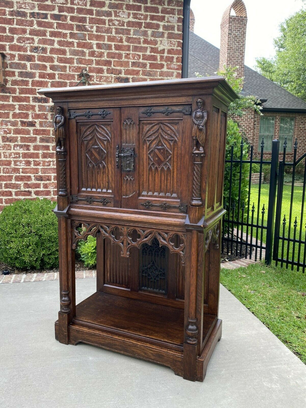 Antique French Cabinet Oak Vestry Sacristy Cabinet Bar Altar Wine Cabinet GOTHIC