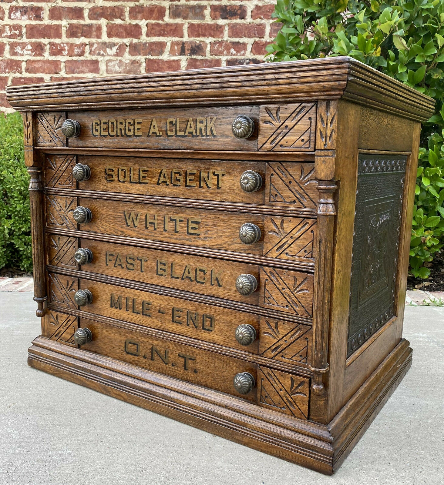 Antique Oak Spool Cabinet George Clark General Store Sewing