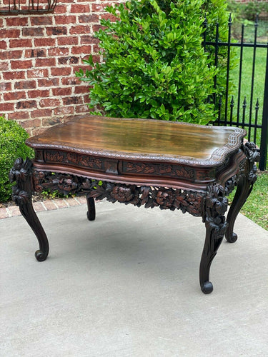 Antique French Table Mahogany Chinoiserie RENAISSANCE Carved Console Entry Table