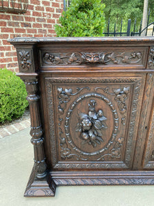 Antique French Sideboard Server Cabinet Renaissance Carved Oak 55" W