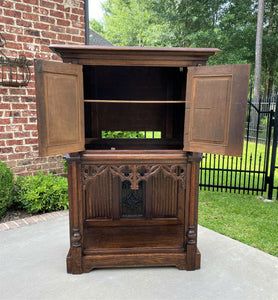 Antique French Cabinet Oak Vestry Sacristy Cabinet Bar Altar Wine Cabinet GOTHIC