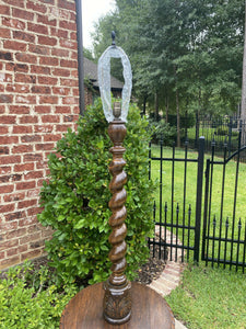 Antique English Floor Lamp Barley Twist Post End Table Oak Rewired 1920s-1930s