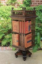 Load image into Gallery viewer, Antique English Revolving Bookcase Bookshelf Library Arts &amp; Crafts Oak Gallery