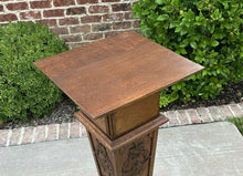 Load image into Gallery viewer, Antique French Oak Pedestal Plant Stand Display Table Gothic Bronze