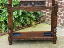 Load image into Gallery viewer, Antique English Oak Umbrella Hall Tree Entry Foyer Cane Stick Stand GOTHIC Large