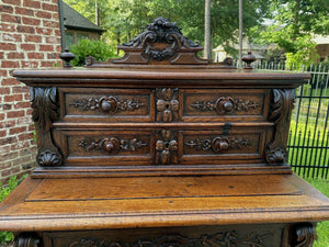 Antique French Oak Cabinet Renaissance Revival Buffet Sideboard Server Wine Bar