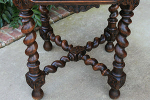 Antique French BARLEY TWIST Table Entry Center Parlor Library Oak Octagon Table