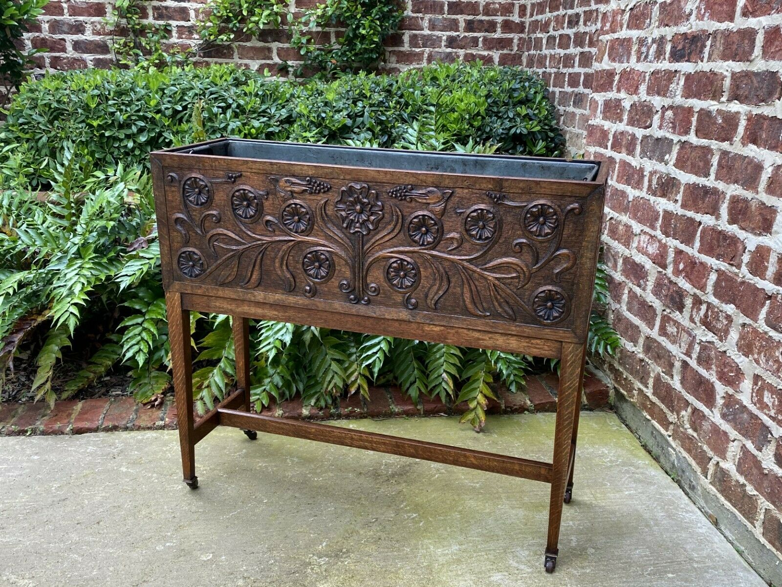 antique wooden plant stands indoor Antique English Carved Oak Planter Jardeniere Plant Stand Flower Box C – europeancrossroadsantiques