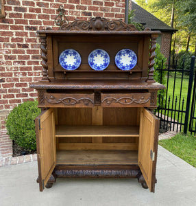 Antique French Oak Sideboard Server Buffet Barley Twist Hunt Style Bookcase Bar