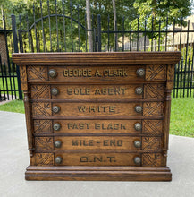 Load image into Gallery viewer, Antique Oak Spool Cabinet George A. Clark General Store Sewing Thread Display