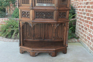 Antique French Gothic Sacristy Vestry Altar Wine Cabinet Bar Catholic Carved Oak