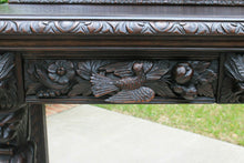 Load image into Gallery viewer, Antique English Oak Server Console Sofa Table RENAISSANCE Birds Lions Makers Tag