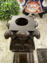 Load image into Gallery viewer, PAIR Antique English Candlesticks Candle Holders Carved Oak Acanthus