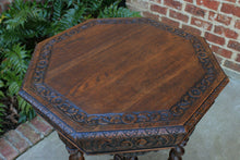 Load image into Gallery viewer, Antique French BARLEY TWIST Table Entry Center Parlor Library Oak Octagon Table