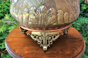 Antique French Brass & Copper Planter Flower Pot LARGE Hand Seamed Free Shipping